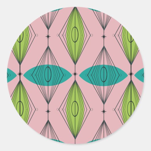 atoomroze Ogee- en Starburst-ronde-stickers Ronde Sticker (Voorkant)