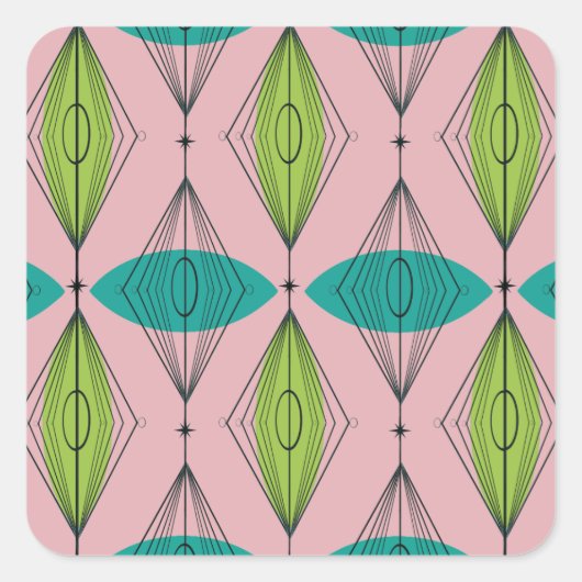 atoomroze Ogee en Starburst Square stickers (Voorkant)