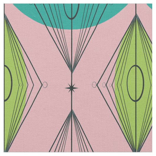 atoomroze Ogee & Starburst Cotton Fabric. Stof (Close Up)