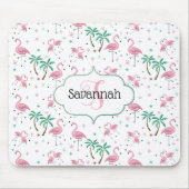 atoomstijlmonogram met vlamingos en palmbomen muismat (Voorkant)