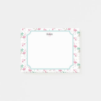 atoomstijlmonogram met vlamingos en palmbomen post-it® notes