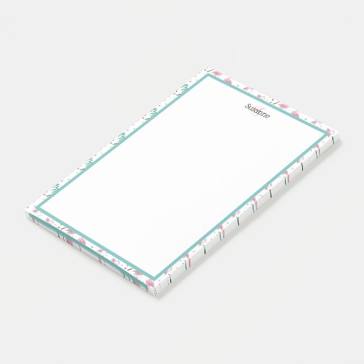 atoomstijlmonogram met vlamingos en palmbomen post-it® notes (Schuin)
