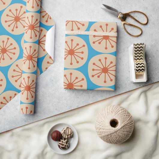 atoomStippen Retro mid-century modern patroon Cadeaupapier (Crafts)