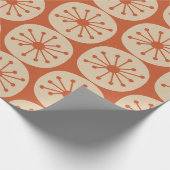 atoomStippen Retro Mid Mod Pattern Burnt Oranje Cadeaupapier (Hoek)