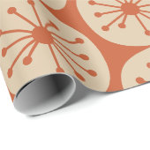atoomStippen Retro Mid Mod Pattern Burnt Oranje Cadeaupapier (Rol Hoek)