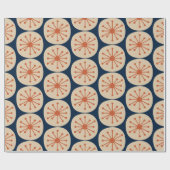 atoomStippen Retro Mid Mod Pattern Oranje en marin Cadeaupapier (Vlak)