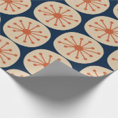 atoomStippen Retro Mid Mod Pattern Oranje en marin Cadeaupapier (Hoek)