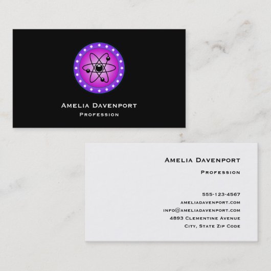 atoomsymbool op een roze achtergrond visitekaartje (Voorkant / Achterkant)