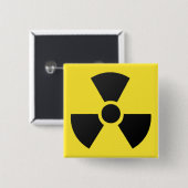 atoomsymbool voor radioactieve straling vierkante button 5,1 cm (Voorkant /achterkant)