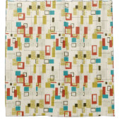 , atoomtechnologie, middeleeuwse moderne, retrospe douchegordijn (Voorkant)