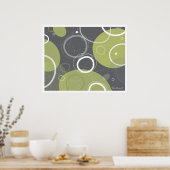 Atoomtijdperk Abstract in Olijf Poster (Keuken)