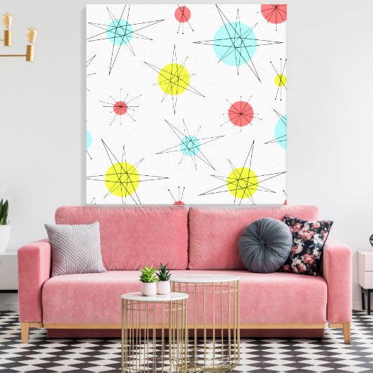 atoomtijdperk kleurrijke planten canvas afdruk (Insitu (Woonkamer))