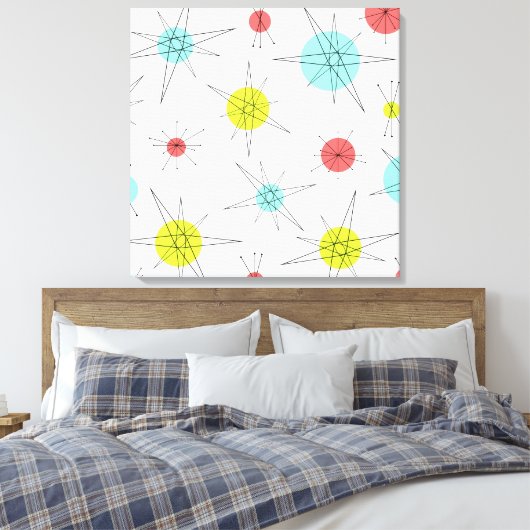 atoomtijdperk kleurrijke planten canvas afdruk (Insitu (Slaapkamer))