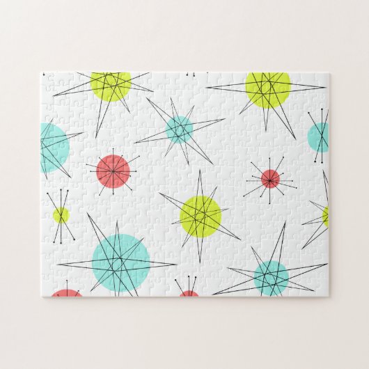 atoomtijdperk kleurrijke planten legpuzzel (Horizontaal)