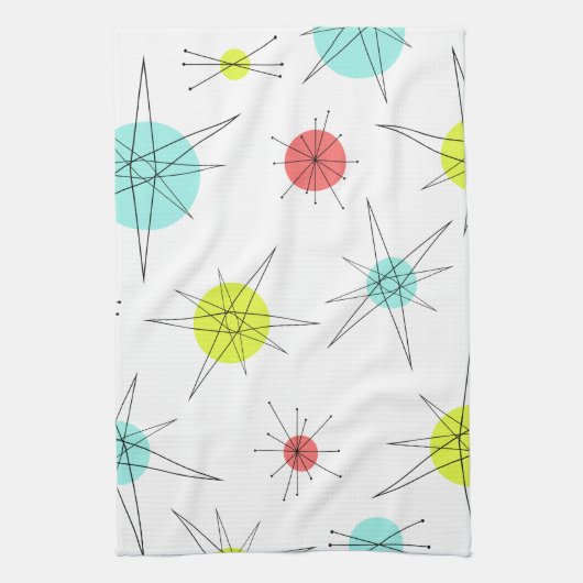 atoomtijdperk kleurrijke planten theedoek (Verticaal)