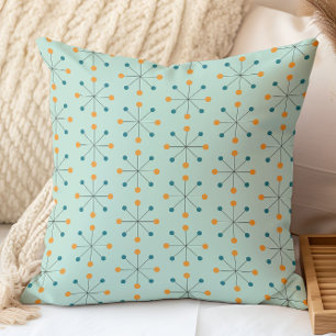 Atoomtijdperk, MCM Patroon Aqua, Oranje, Turquoise Kussen