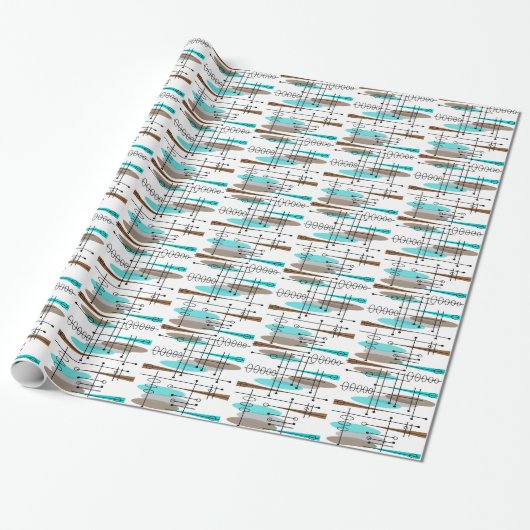Atoomtijdperk midden-middeleeuwse moderne Abstract Cadeaupapier (Uitgerold)