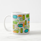 Atoomtijdperk midden-middeleeuwse moderne Abstract Koffiemok (Links)