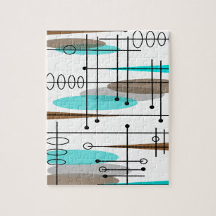 Atoomtijdperk midden-middeleeuwse moderne Abstract Legpuzzel