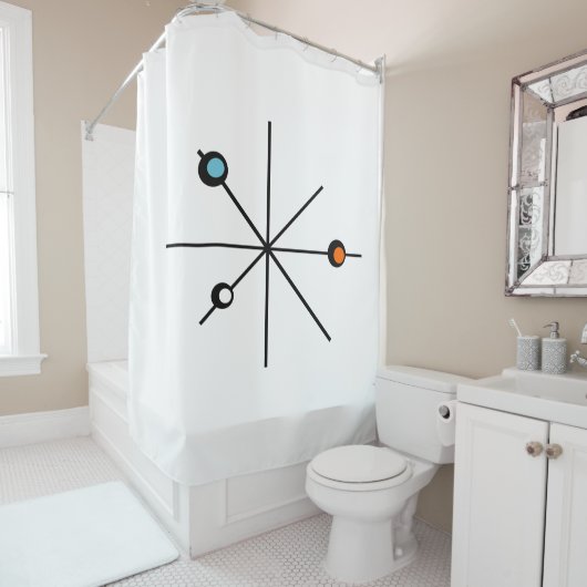 atoomtijdperk minimalistisch douchegordijn (In situ)