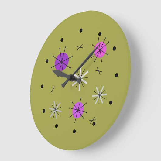 Atoomtijdperk Starburst Planeten Olijfgroen Grote Klok (Hoek)