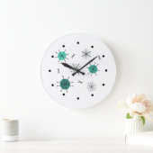 Atoomtijdperk Starburst Planeten Turquoise Grote Klok (Huis)