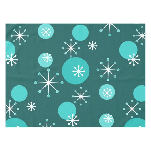 Atoomtijdperk Starbursts Blauwgroen Tafelkleed (Voorkant (Horizontaal))