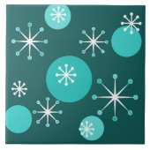Atoomtijdperk Starbursts Blauwgroen Tegeltje (Voorkant)
