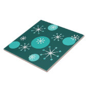 Atoomtijdperk Starbursts Blauwgroen Tegeltje (Zijkant)