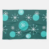 Atoomtijdperk Starbursts Blauwgroen Theedoek (Horizontaal)