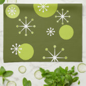 Atoomtijdperk Starbursts olijfgroen Theedoek (Gevouwen)