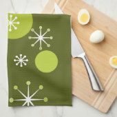 Atoomtijdperk Starbursts olijfgroen Theedoek (Quarter Fold)