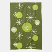 Atoomtijdperk Starbursts olijfgroen Theedoek (Verticaal)