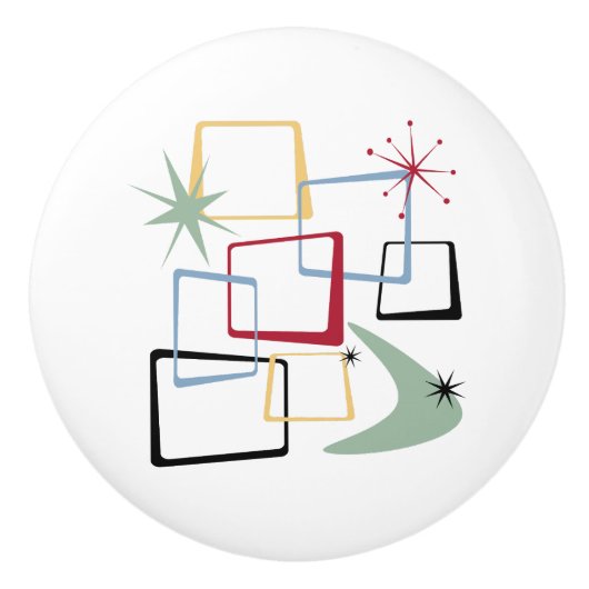 Atoomtijdperk Sterren Boomerang Pleinen Midden-Eeu Keramische Knop (Voorkant)