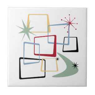 Atoomtijdperk Sterren Boomerang Pleinen Midden Eeu Tegeltje