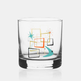 Atoomtijdperk vierkantjes sterren Boomerang Mid Ce Whisky Glas