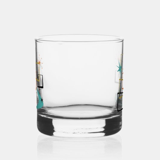 Atoomtijdperk vierkantjes sterren Boomerang Mid Ce Whisky Glas (Links)