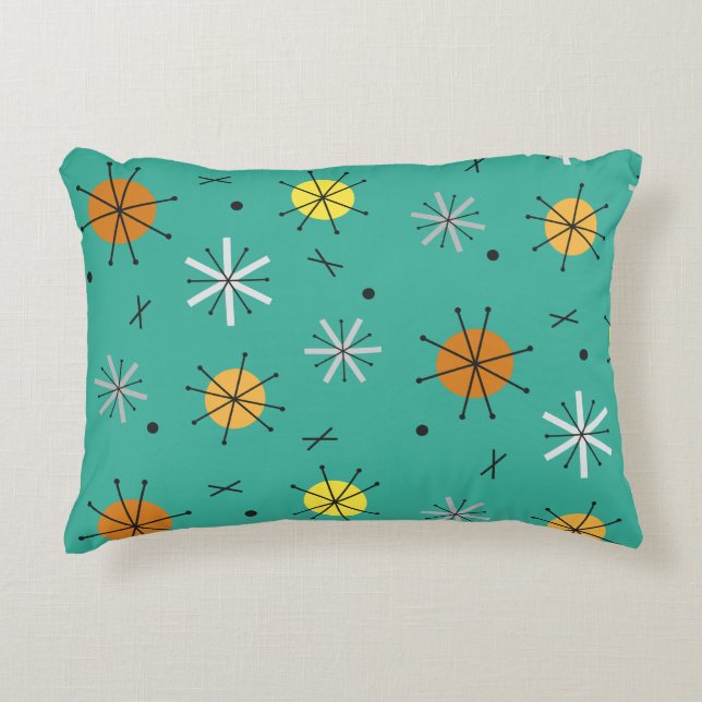 Atoomtijdplaneten Starbursts turquoise Accent Kussen (Voorkant)