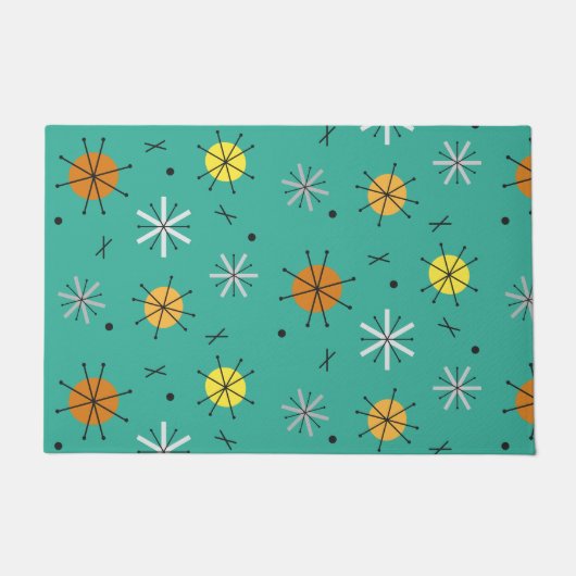 Atoomtijdplaneten Starbursts turquoise Deurmat (Voorkant)