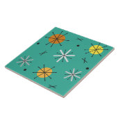 Atoomtijdplaneten Starbursts turquoise Tegeltje (Zijkant)