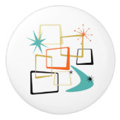 Atoomtijdsterren Boomerang Pleinen Midden-Eeuw Keramische Knop (Voorkant)