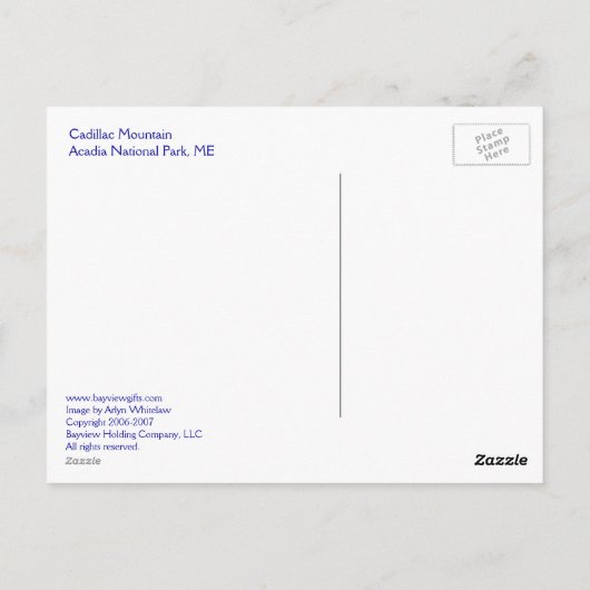 Atop Cadillac Mountain Briefkaart (Achterkant)