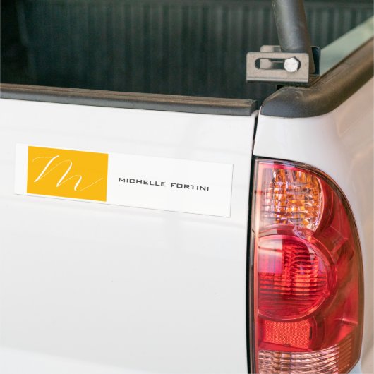 Atractief monogram Geel, geel, modern Bumpersticker (Op Truck)