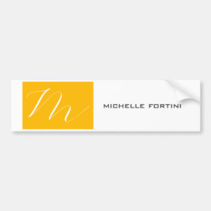 Atractief monogram Geel, geel, modern Bumpersticker