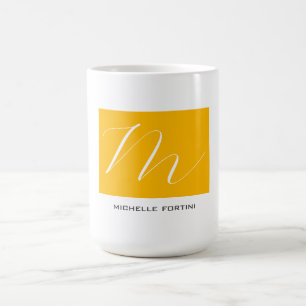 Atractief monogram Geel, geel, modern Koffiemok