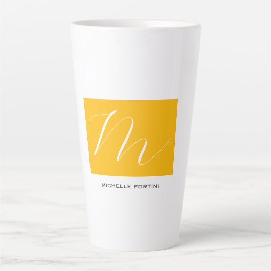 Atractief monogram Geel, geel, modern Latte Mok (Voorkant)