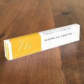 Atractief monogram Geel, geel, modern Naambordje (Zijkant)