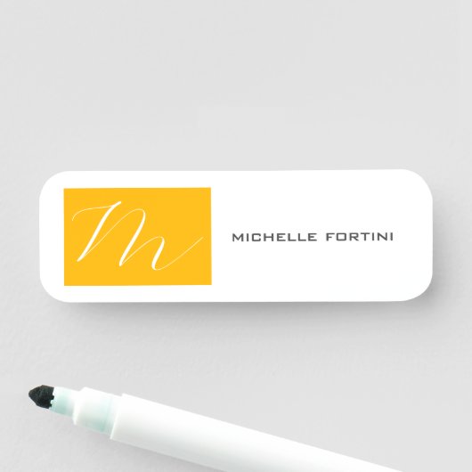 Atractief monogram Geel, geel, modern Naamplaatje (In situ)