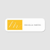 Atractief monogram Geel, geel, modern Naamplaatje (Voorkant)