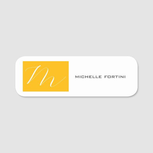 Atractief monogram Geel, geel, modern Naamplaatje (Voorkant)